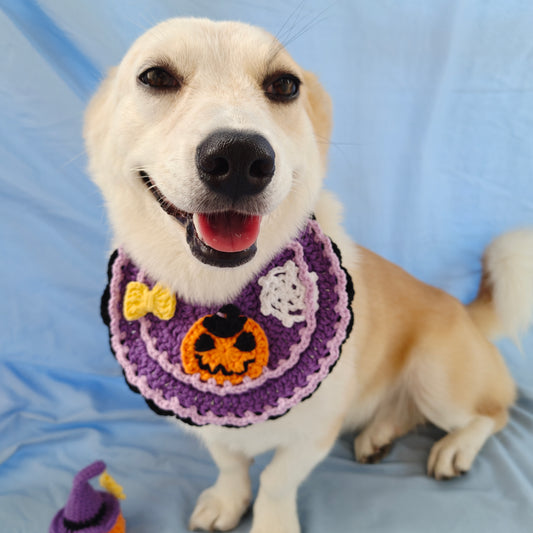 Handmade Halloween Crochet Pet Bib for Dogs